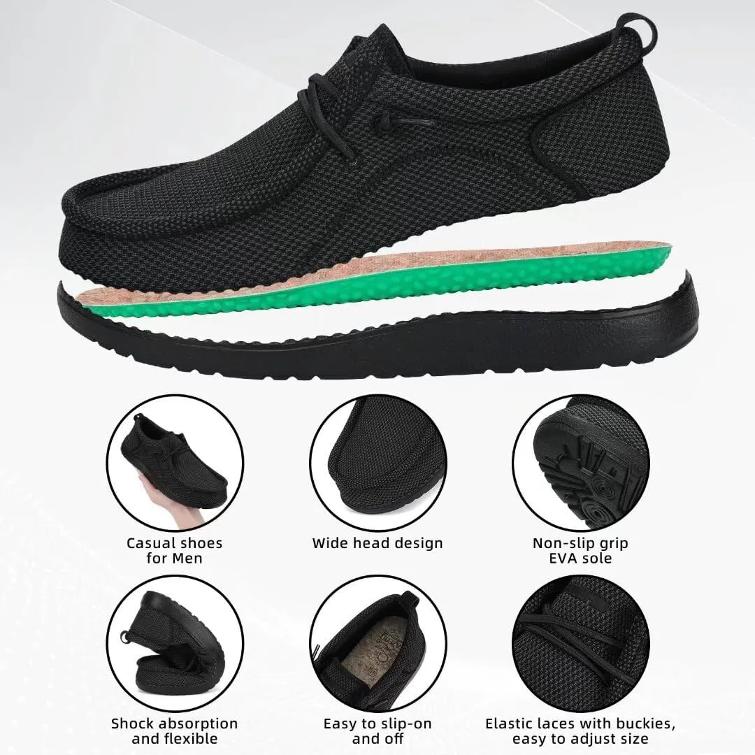1TAZERO Wide-Shoes for Men-Slip on Walking-Loafers Casual-Shoes - Wide Width Comfortable Orthopedic Shoes for Men with Arch Support for Plantar Fasciitis
