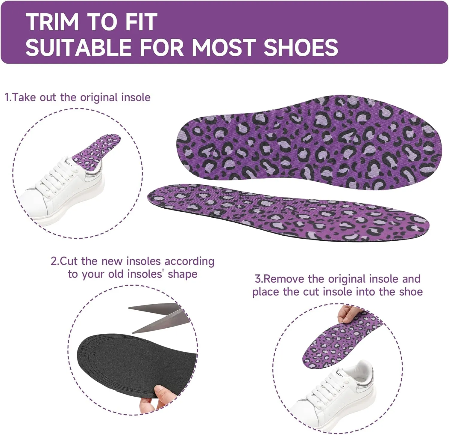 6 Pair Pack Anti Odor Shoe Insoles Inserts for Shoes Women Comfort Women's No Show Socks Washable Barefoot Shoe Insert Thin Insoles for Women
