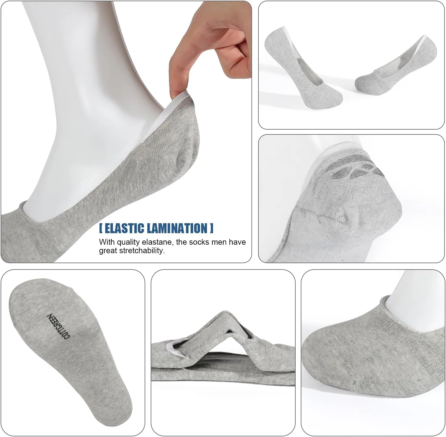 9/10 Pairs Mens No Show Socks|Athletic Cotton Socks For Men|Non Slip Low Cut Flat Liner Men Socks Size 6-12