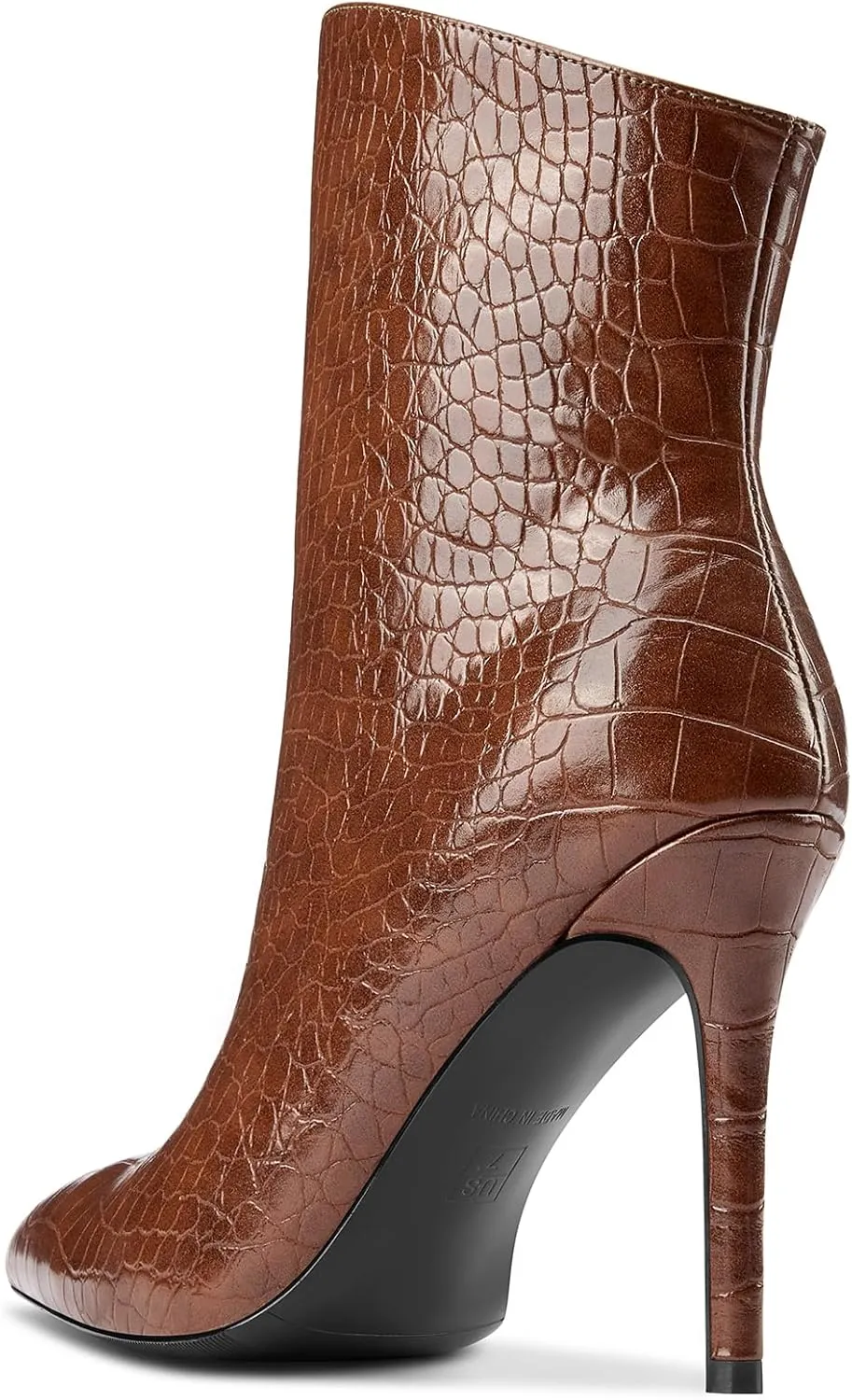 Aachcol Womens Stiletto High Heel Ankle Boots Pointed Toe Mid Calf Boots Slip-on Wide Calf Fashion Dress Shoes Booties 3.9 Inches Heels
