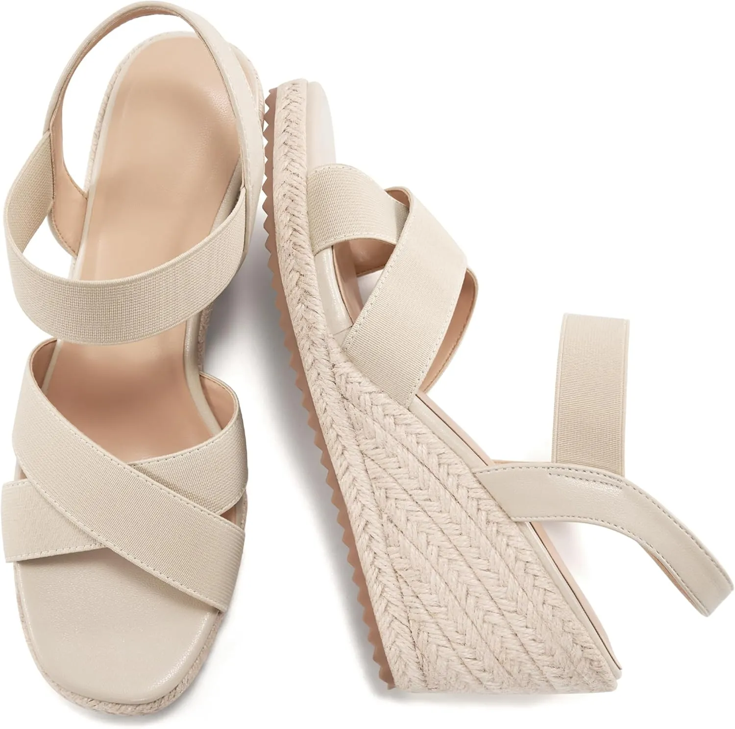 Ablanczoom Espadrilles Wedge Sandals for Women: Dressy Open Toe Ankle Strap Wedges Heels for Womens Comfortable Platform Sandal