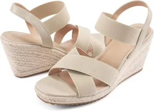 Ablanczoom Espadrilles Wedge Sandals for Women: Dressy Open Toe Ankle Strap Wedges Heels for Womens Comfortable Platform Sandal