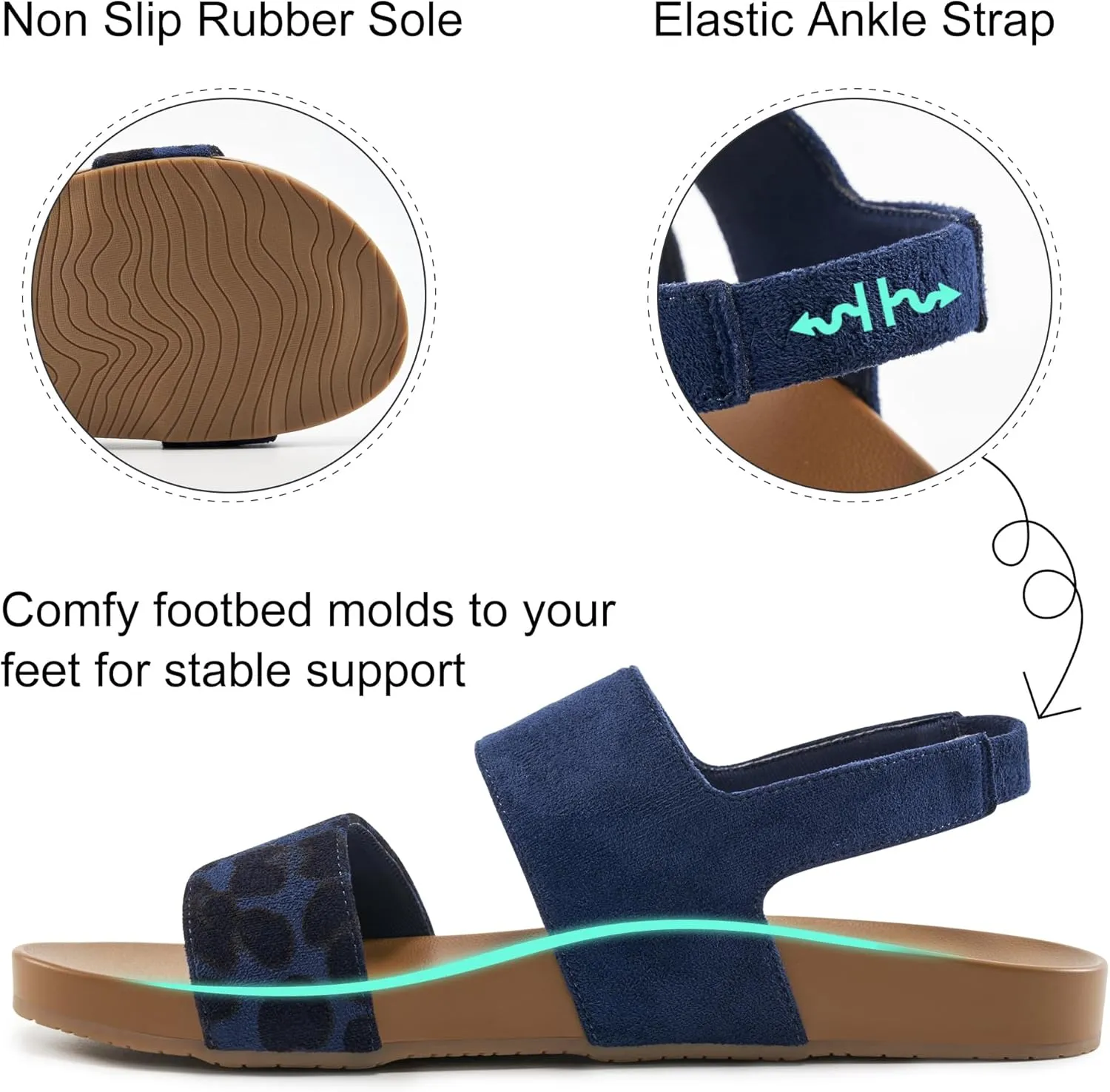 Alicegana Womens Sandals Dressy Comfortable: Summer Elastic Ankle Strap Flat Shoes Walking Beach Sandals for Women 2025