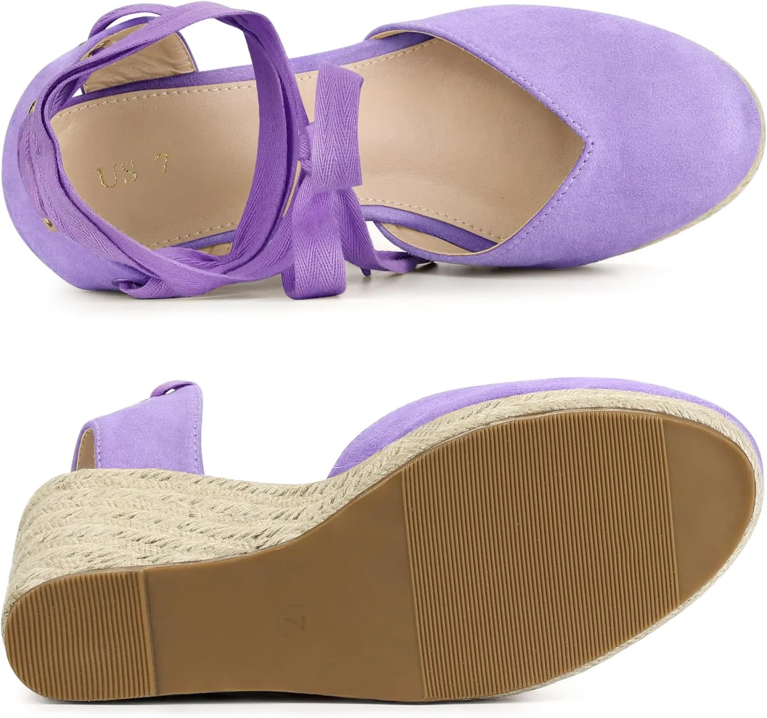 Allegra K Women's Closed Toe Espadrilles Wedges Tie Up Wedge Sandals