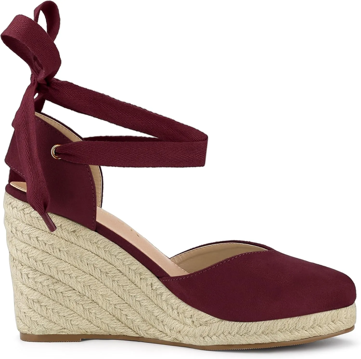 Allegra K Women's Closed Toe Espadrilles Wedges Tie Up Wedge Sandals