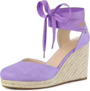 Allegra K Women's Closed Toe Espadrilles Wedges Tie Up Wedge Sandals