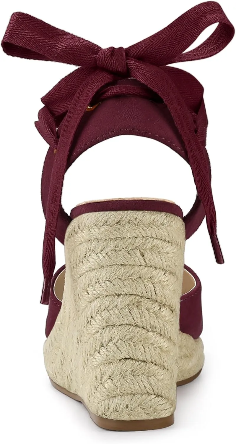 Allegra K Women's Closed Toe Espadrilles Wedges Tie Up Wedge Sandals