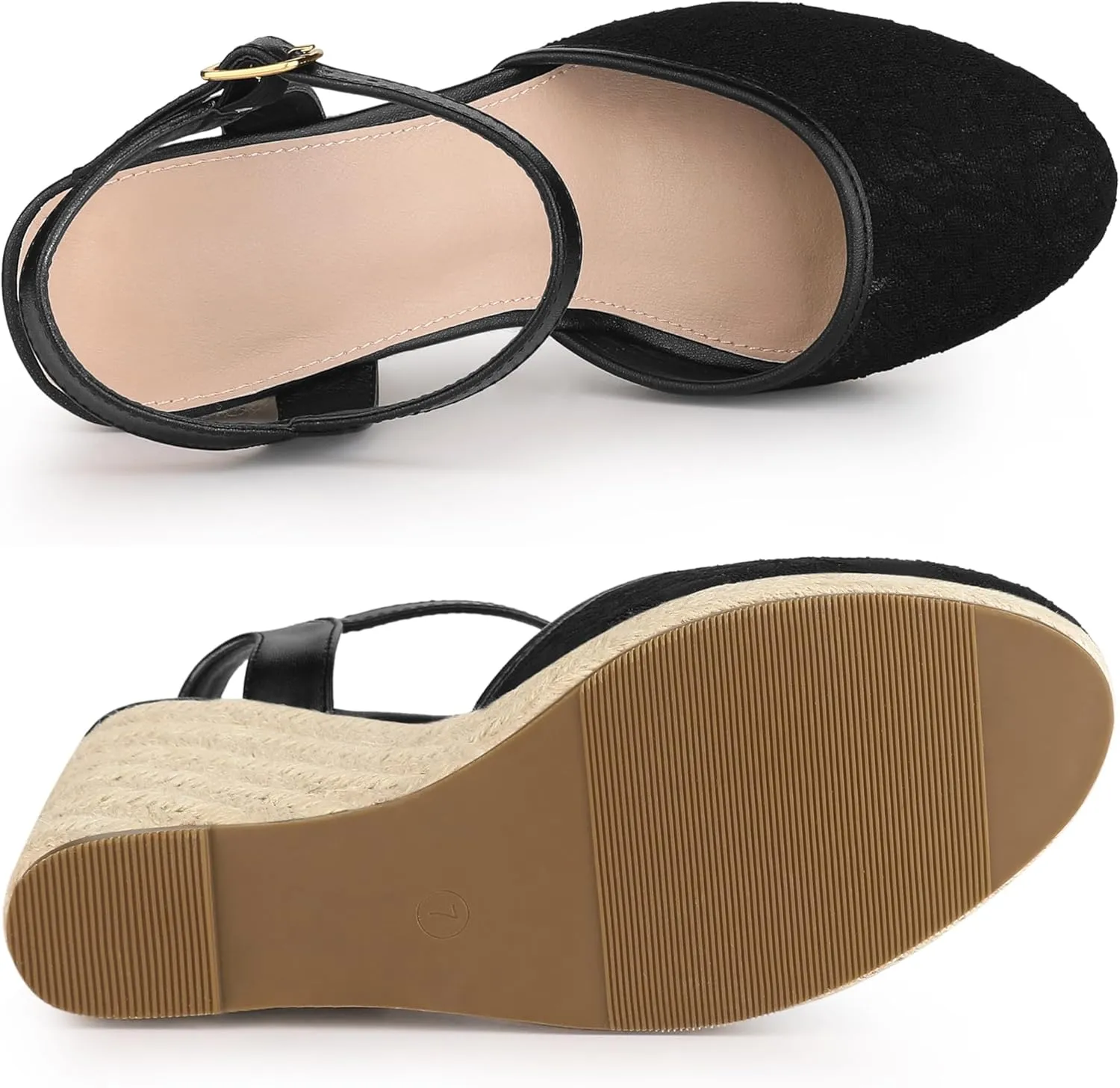 Allegra K Women's Closed Toe Platform Espadrilles Lace Wedge Heel Sandals
