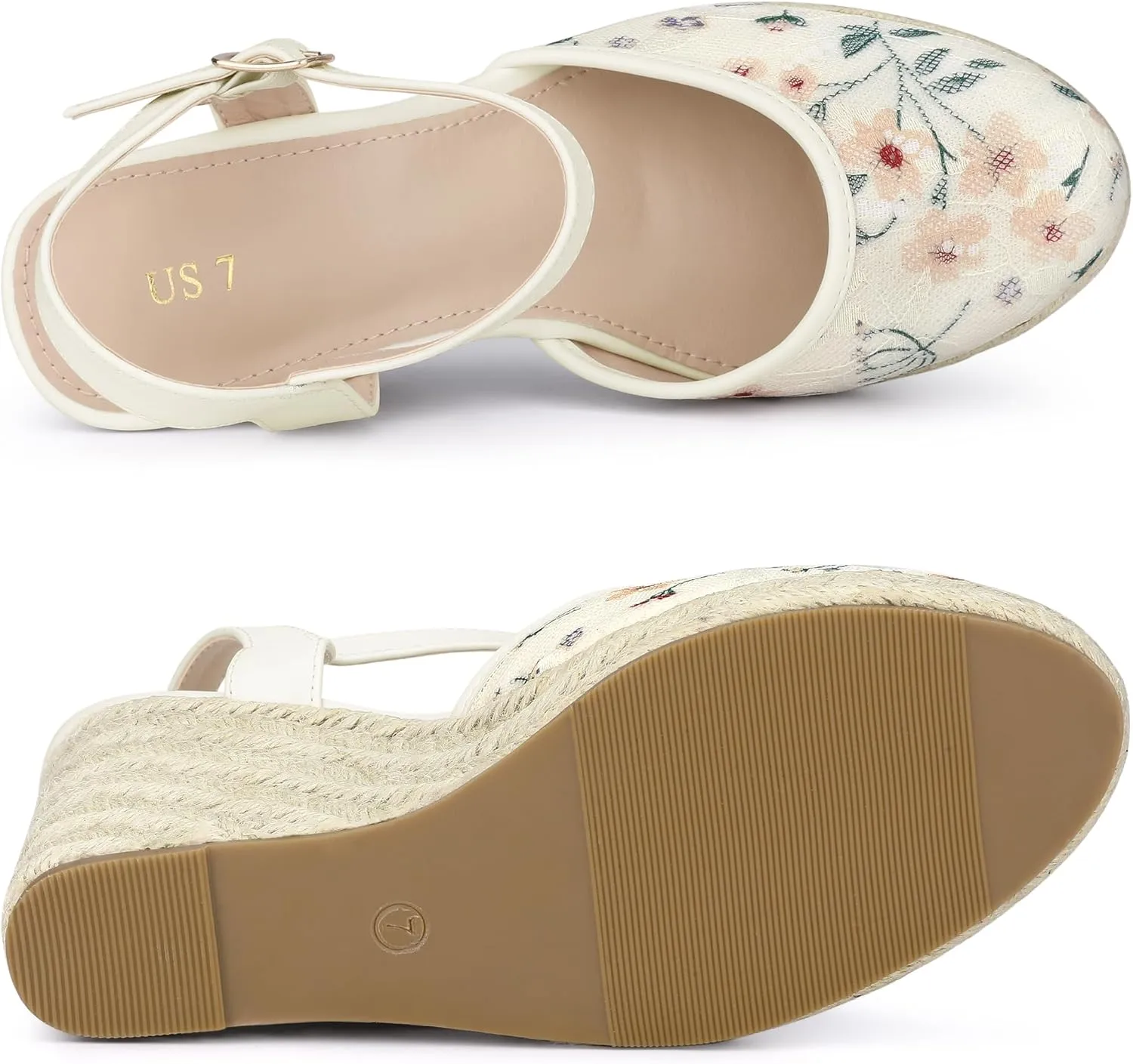 Allegra K Women's Closed Toe Platform Espadrilles Lace Wedge Heel Sandals