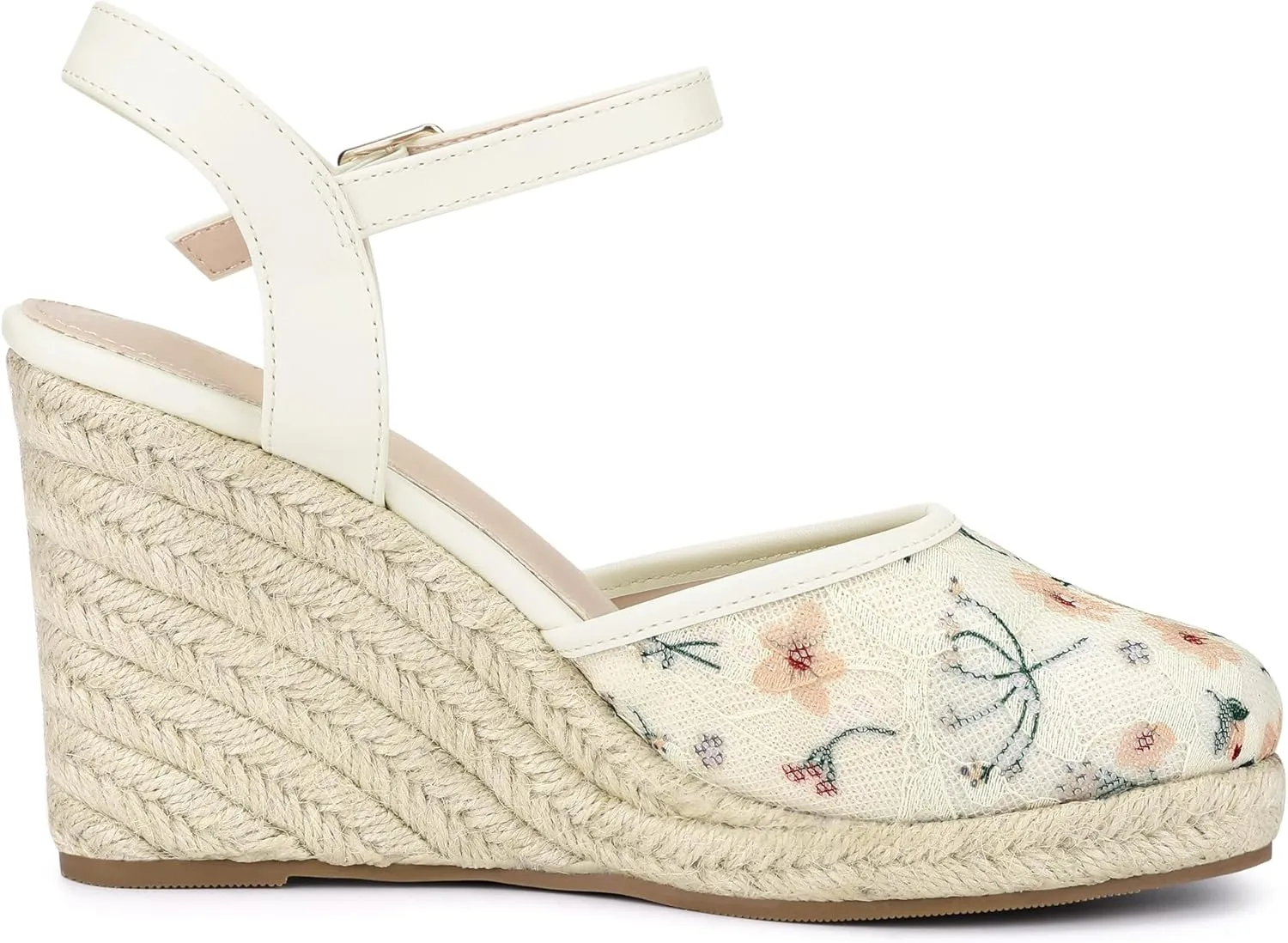 Allegra K Women's Closed Toe Platform Espadrilles Lace Wedge Heel Sandals