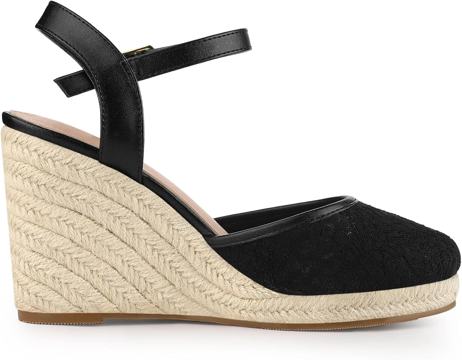 Allegra K Women's Closed Toe Platform Espadrilles Lace Wedge Heel Sandals