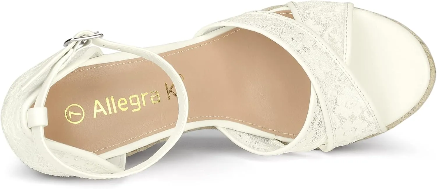 Allegra K Women's Espadrilles Lace Wedges Wedge Sandals