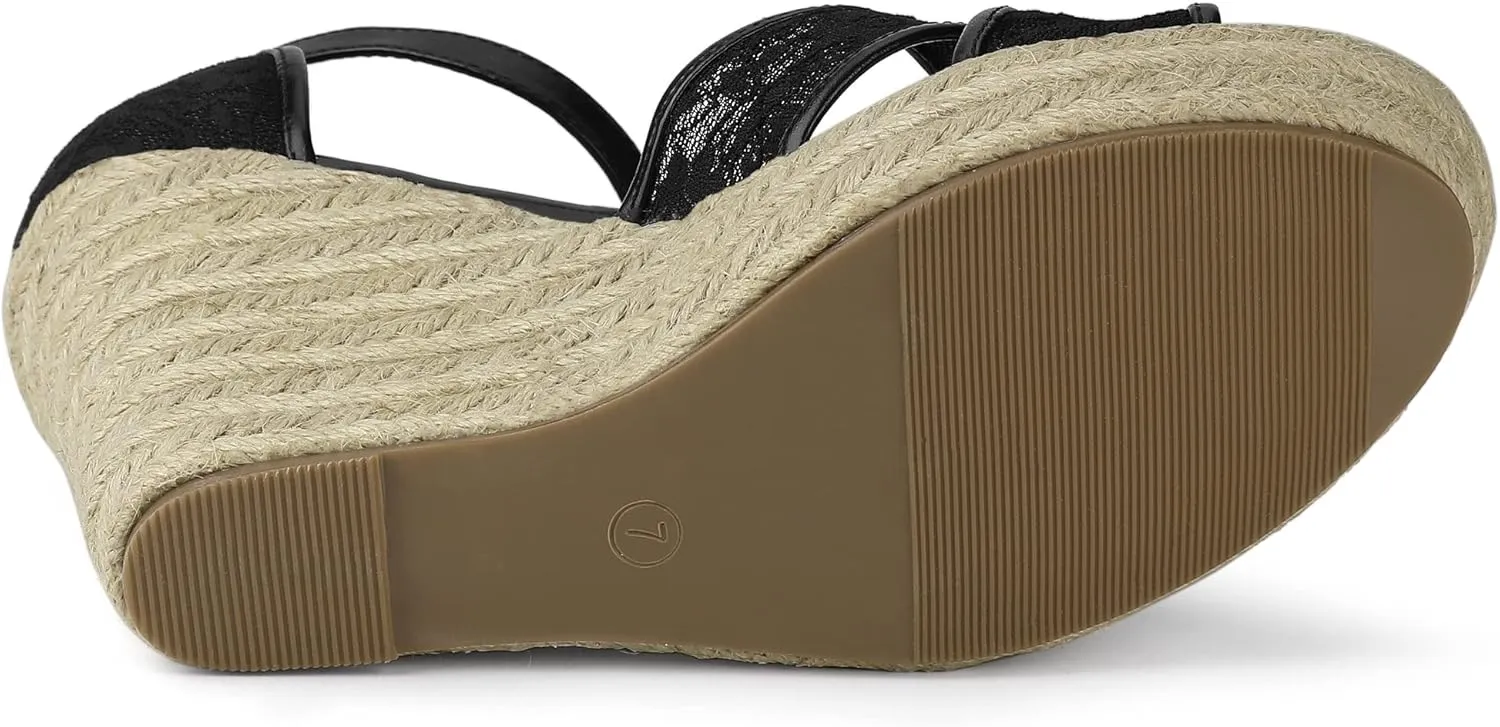 Allegra K Women's Espadrilles Lace Wedges Wedge Sandals