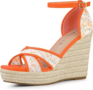 Allegra K Women's Espadrilles Lace Wedges Wedge Sandals