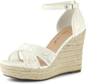 Allegra K Women's Espadrilles Lace Wedges Wedge Sandals