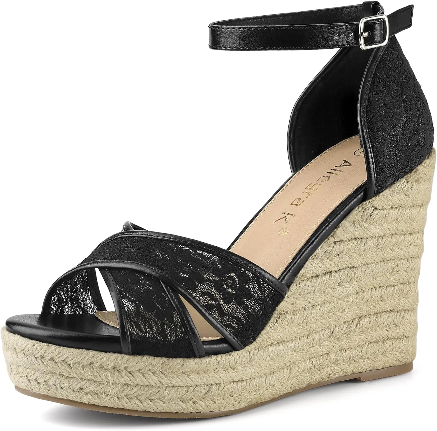 Allegra K Women's Espadrilles Lace Wedges Wedge Sandals