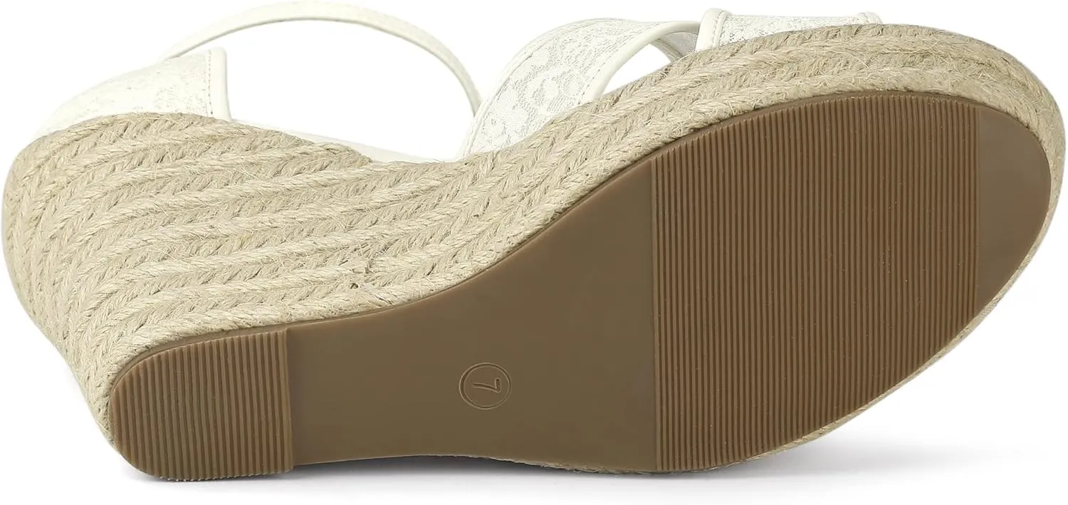 Allegra K Women's Espadrilles Lace Wedges Wedge Sandals