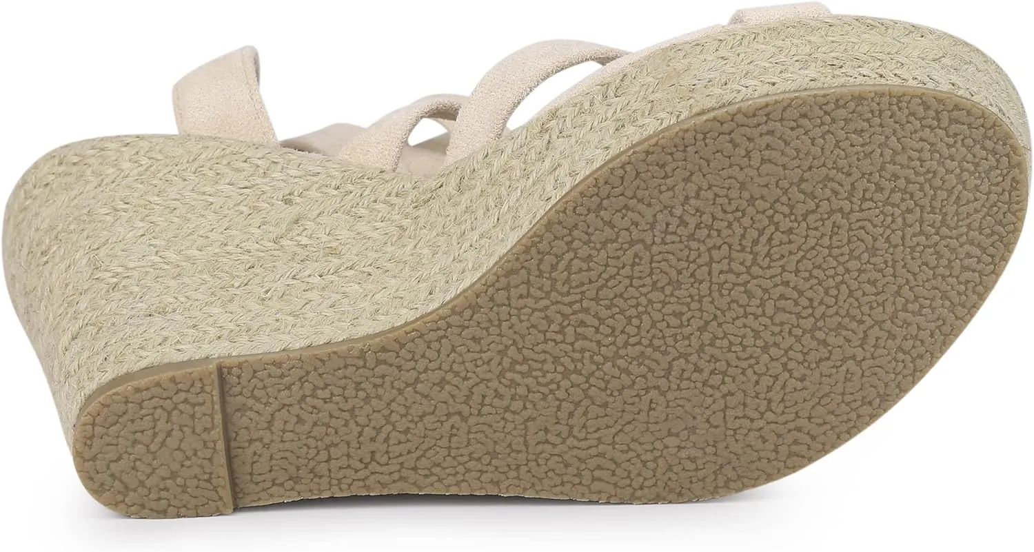 Allegra K Women's Espadrilles Platform Heels Lace Up Wedge Sandals