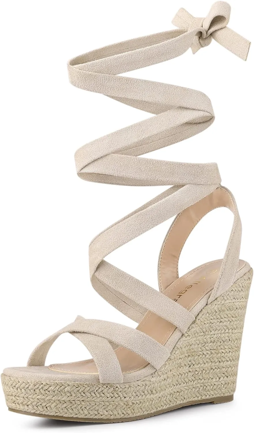 Allegra K Women's Espadrilles Platform Heels Lace Up Wedge Sandals