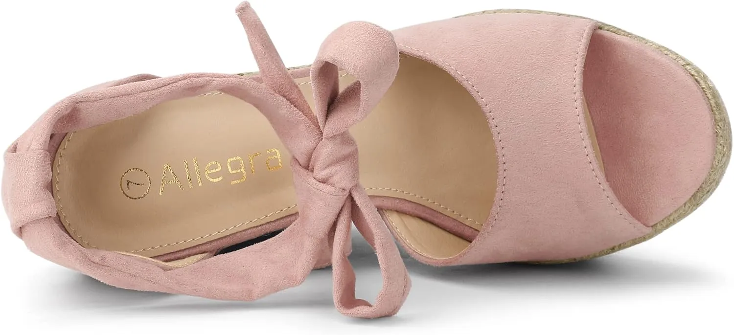 Allegra K Women's Espadrilles Tie Up Ankle Strap Wedges Sandals