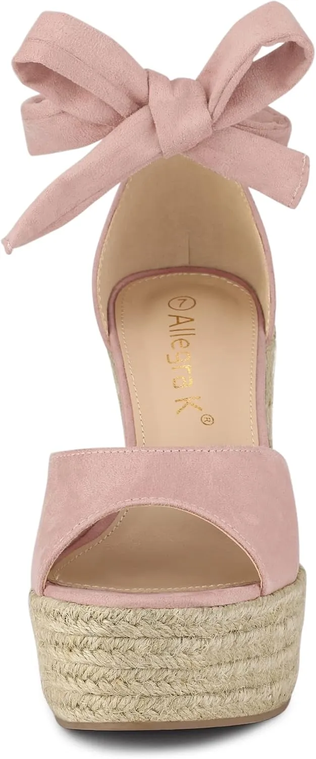 Allegra K Women's Espadrilles Tie Up Ankle Strap Wedges Sandals