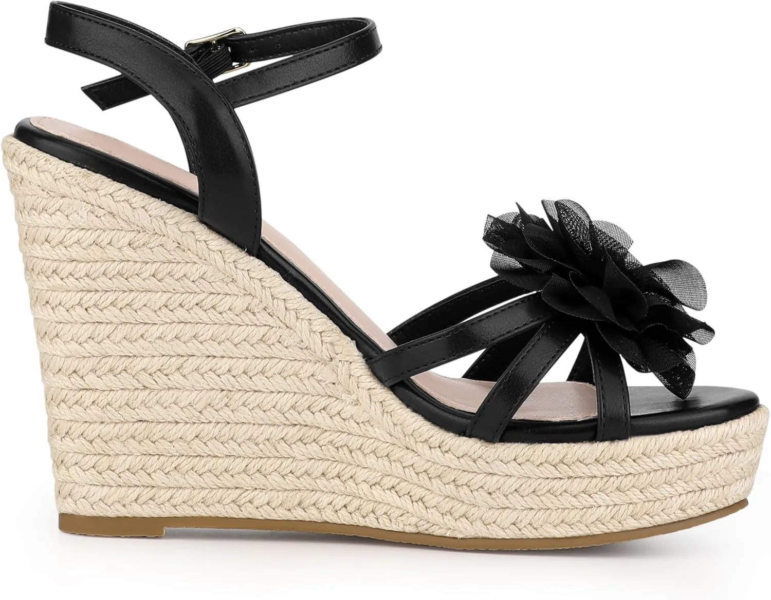 Allegra K Women's Flower Platform Espadrilles Wedge Heel Sandals