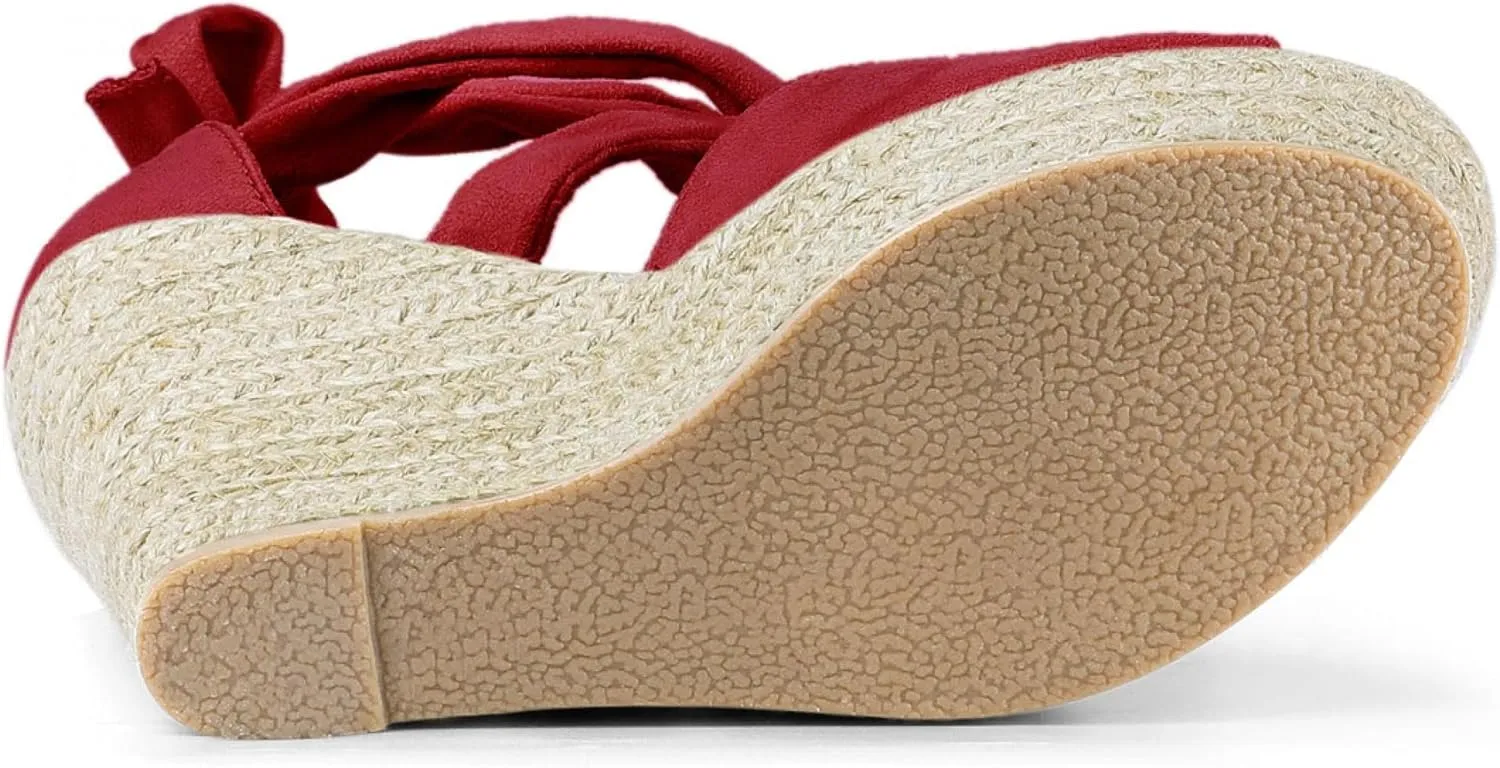 Allegra K Women's Lace Up Espadrilles Platform Platform Wedges Sandals