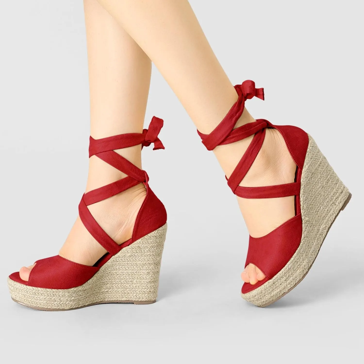 Allegra K Women's Lace Up Espadrilles Platform Platform Wedges Sandals