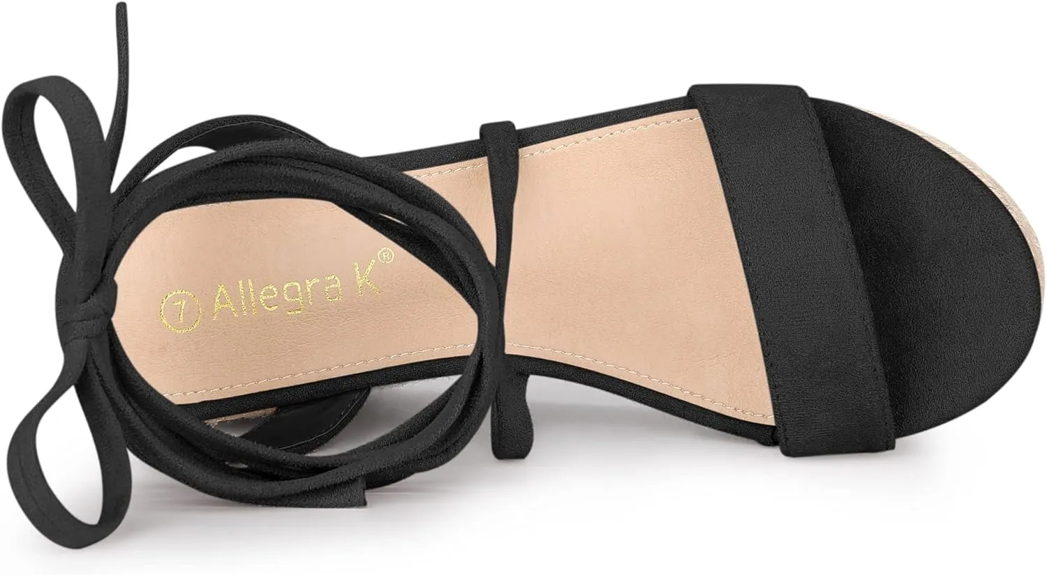 Allegra K Women's Lace Up Wedge Heel Slingback Platform Strappy Sandals