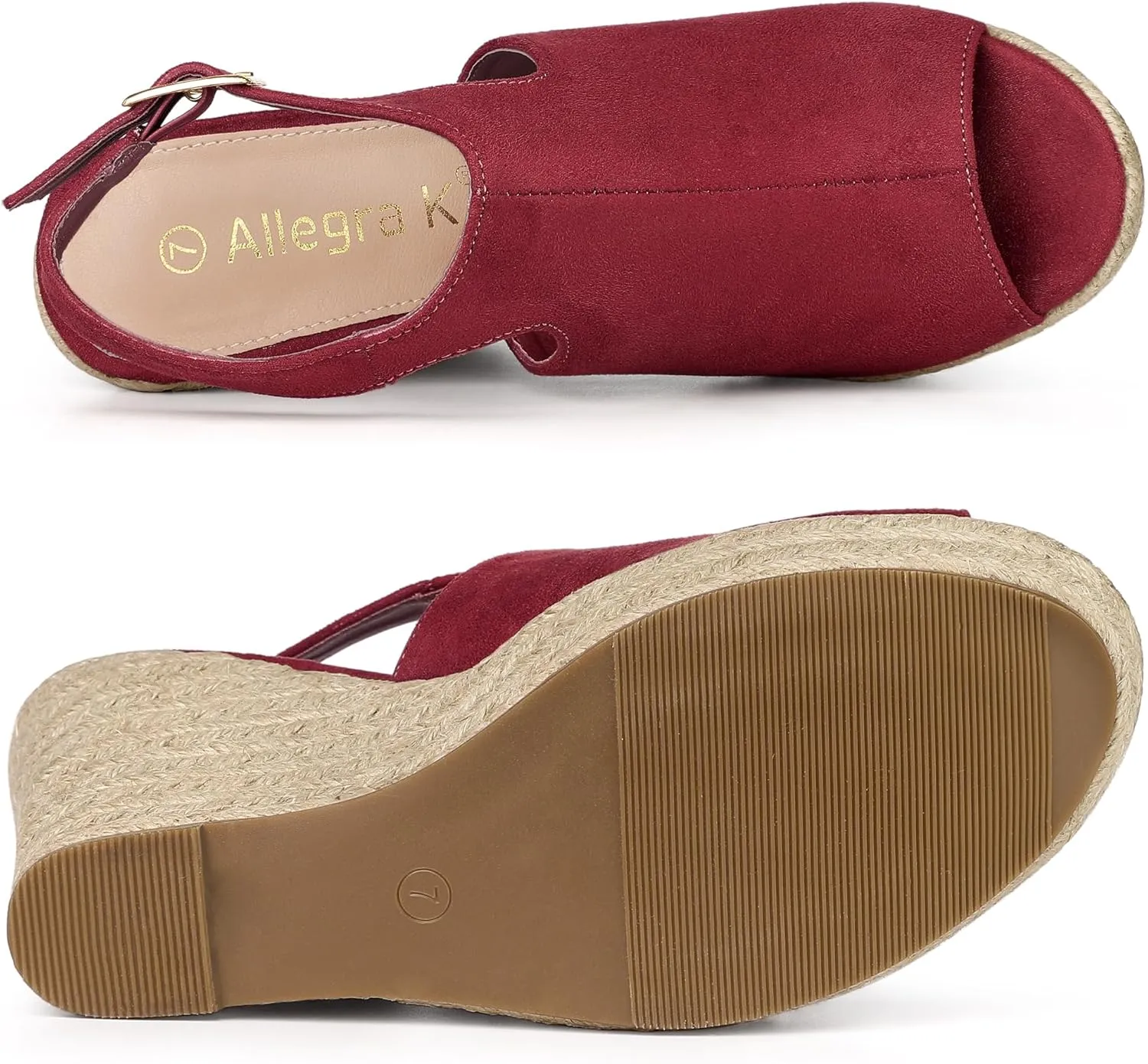 Allegra K Women's Peep Toe Slingback Platform Espadrilles Wedge Sandals