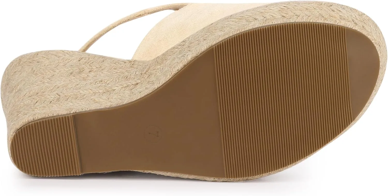 Allegra K Women's Peep Toe Slingback Platform Espadrilles Wedge Sandals