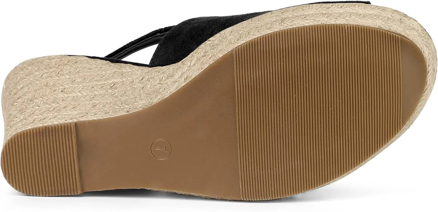 Allegra K Women's Peep Toe Slingback Platform Espadrilles Wedge Sandals