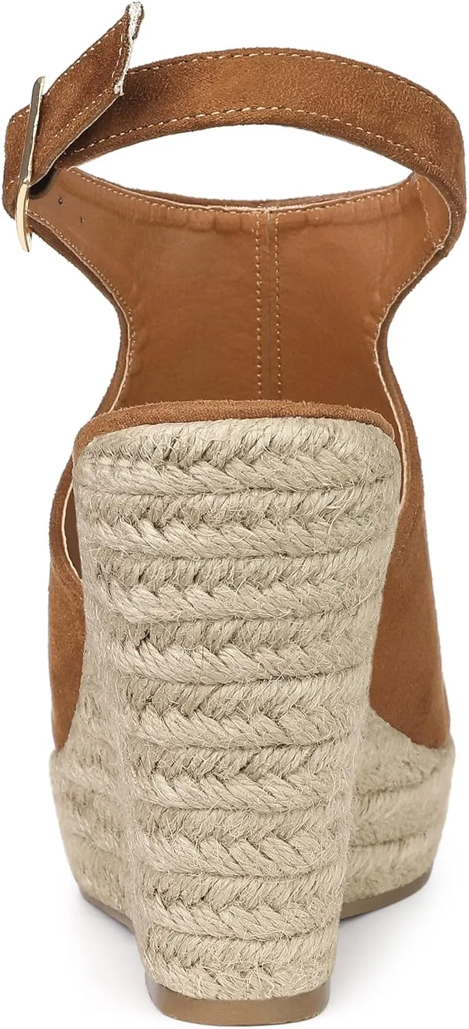 Allegra K Women's Peep Toe Slingback Platform Espadrilles Wedge Sandals