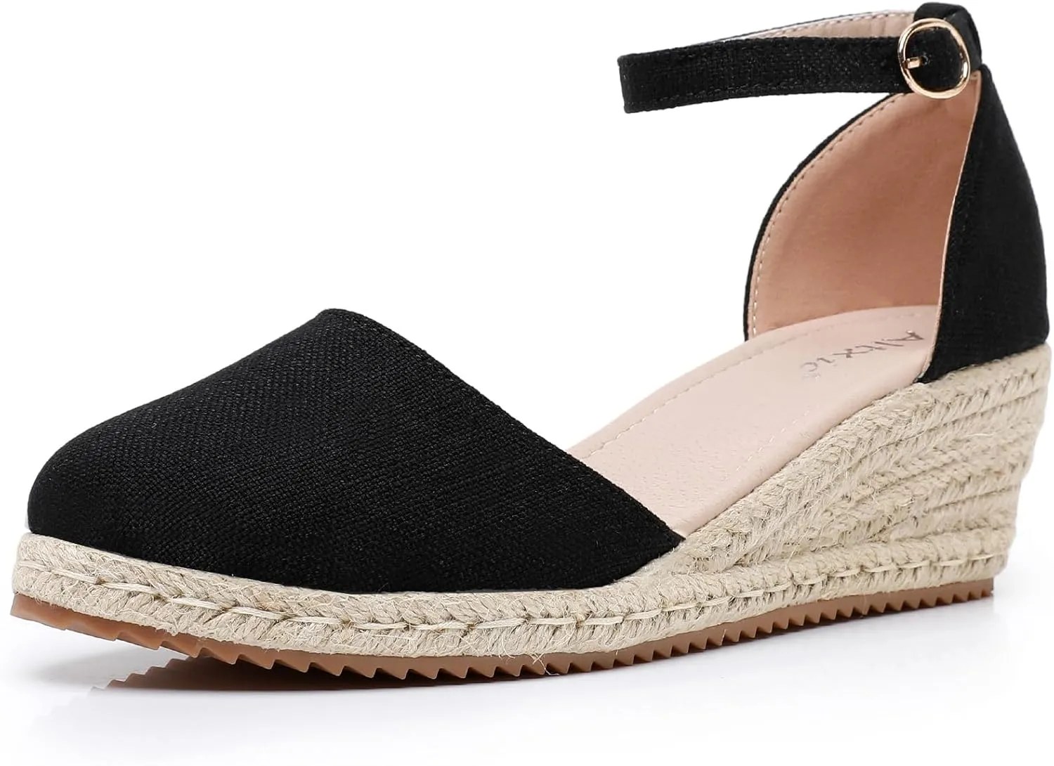 Altxic Women's Closed Toe Canvas Ankle Strap Espadrilles Wedge Sandals