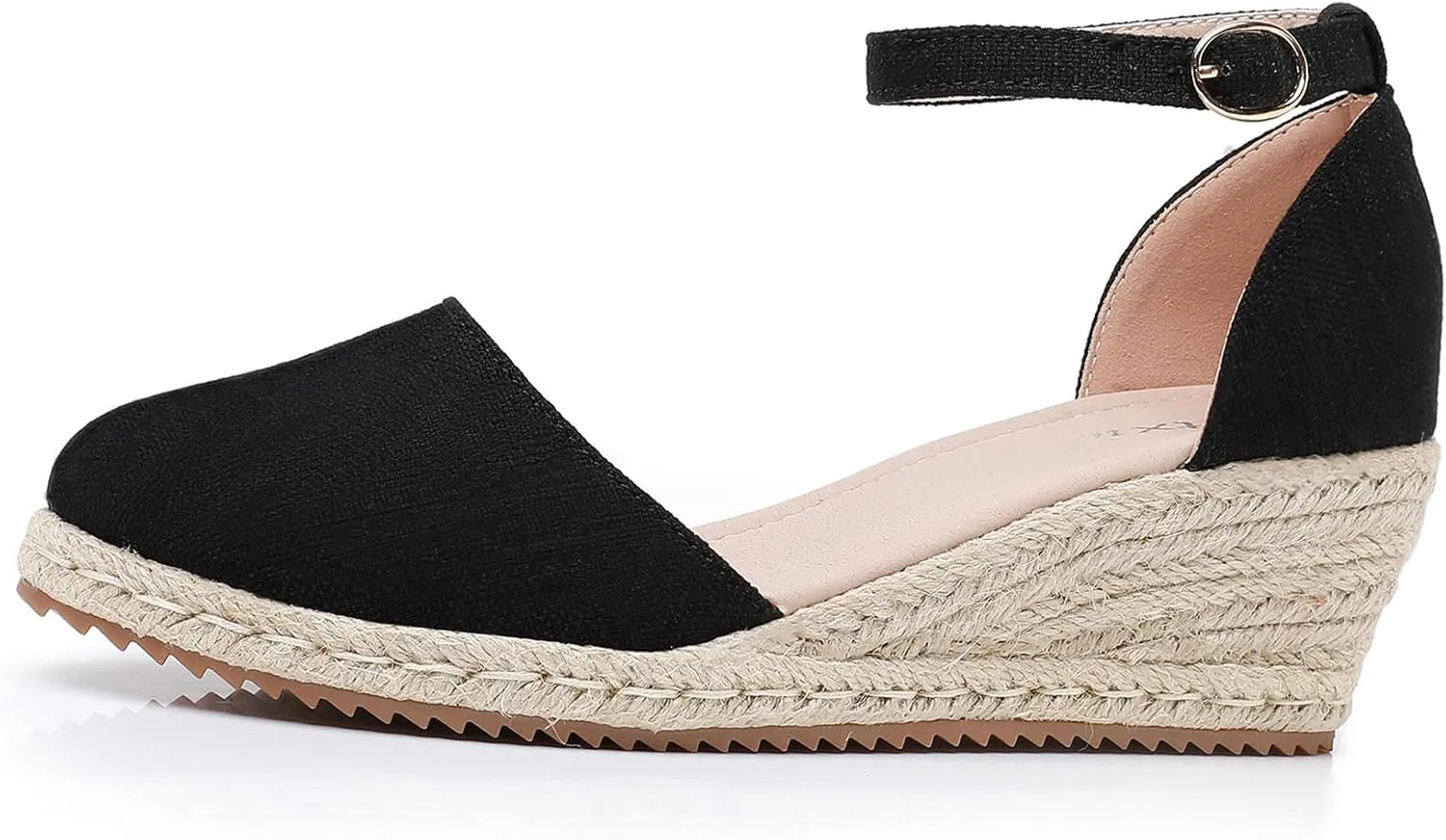 Altxic Women's Closed Toe Canvas Ankle Strap Espadrilles Wedge Sandals