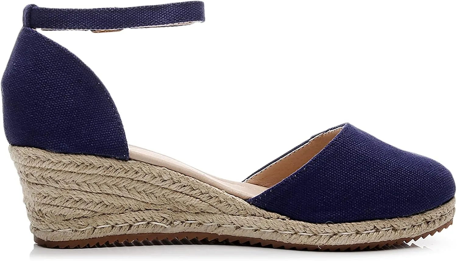 Altxic Women's Closed Toe Canvas Ankle Strap Espadrilles Wedge Sandals