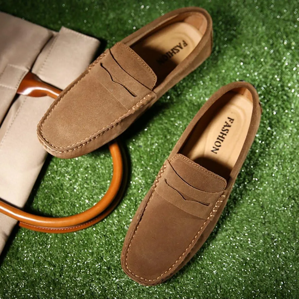 ANUFER Men's Suede Leather Penny Loafers Comfort Driving Shoes Moccasin Slippers