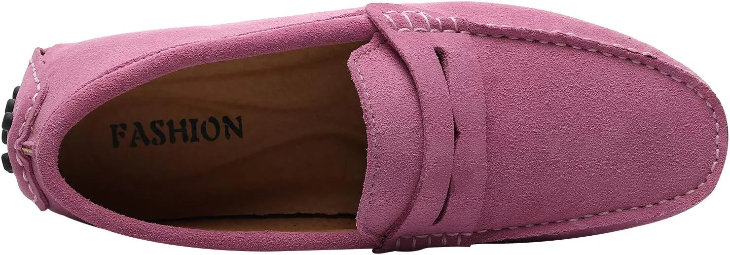 ANUFER Men's Suede Leather Penny Loafers Comfort Driving Shoes Moccasin Slippers