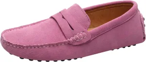 ANUFER Men's Suede Leather Penny Loafers Comfort Driving Shoes Moccasin Slippers