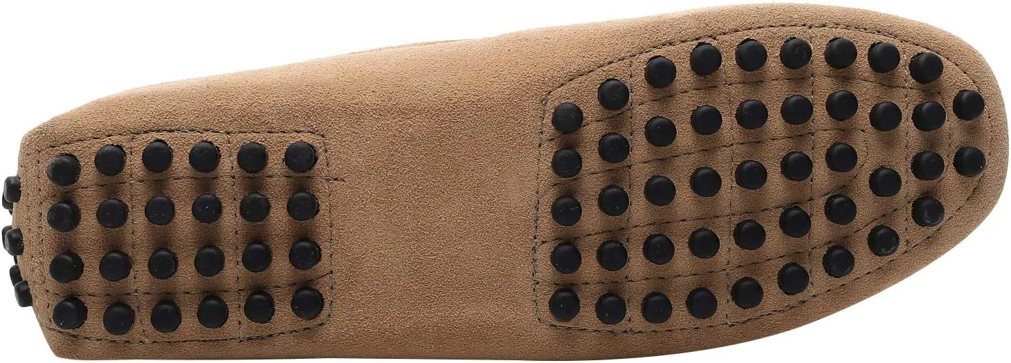 ANUFER Men's Suede Leather Penny Loafers Comfort Driving Shoes Moccasin Slippers