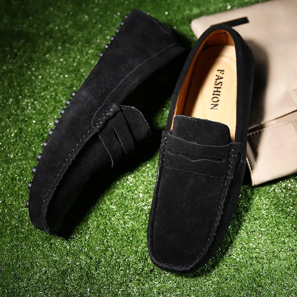 ANUFER Men's Suede Leather Penny Loafers Comfort Driving Shoes Moccasin Slippers
