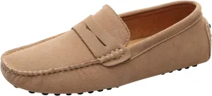 ANUFER Men's Suede Leather Penny Loafers Comfort Driving Shoes Moccasin Slippers