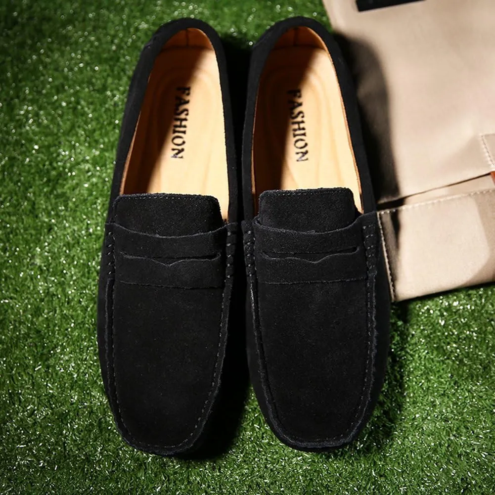 ANUFER Men's Suede Leather Penny Loafers Comfort Driving Shoes Moccasin Slippers