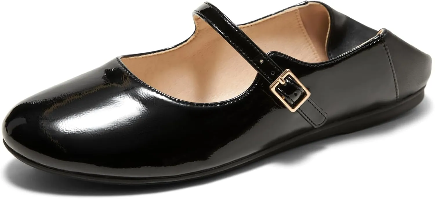 Arromic Ballet Flats for Women Round Toe Mary Jane Shoes Comfortable Dressy Women Flats Adjustable Straps Washable Knit Slip On Shoes