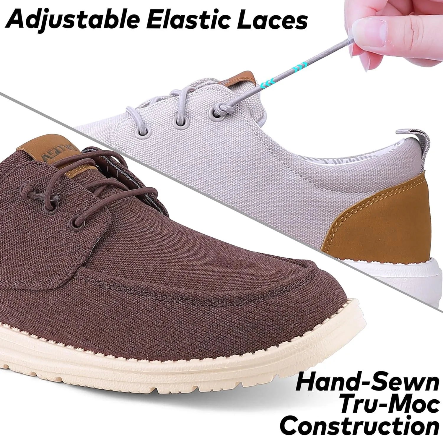 ASITVO Mens Wide Canvas Loafers Slip on Big Size Walking Shoes Width Toe Box Casual Dress Shoes