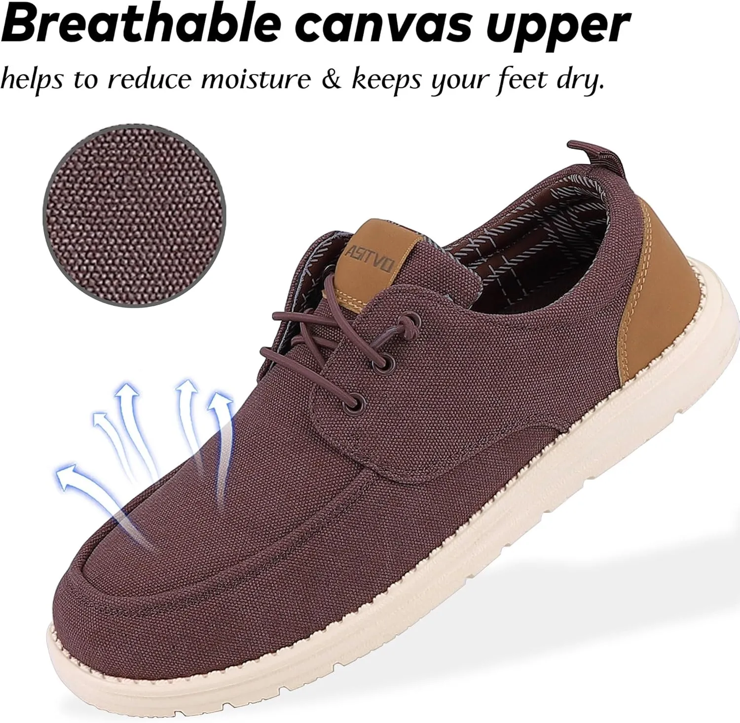 ASITVO Mens Wide Canvas Loafers Slip on Big Size Walking Shoes Width Toe Box Casual Dress Shoes