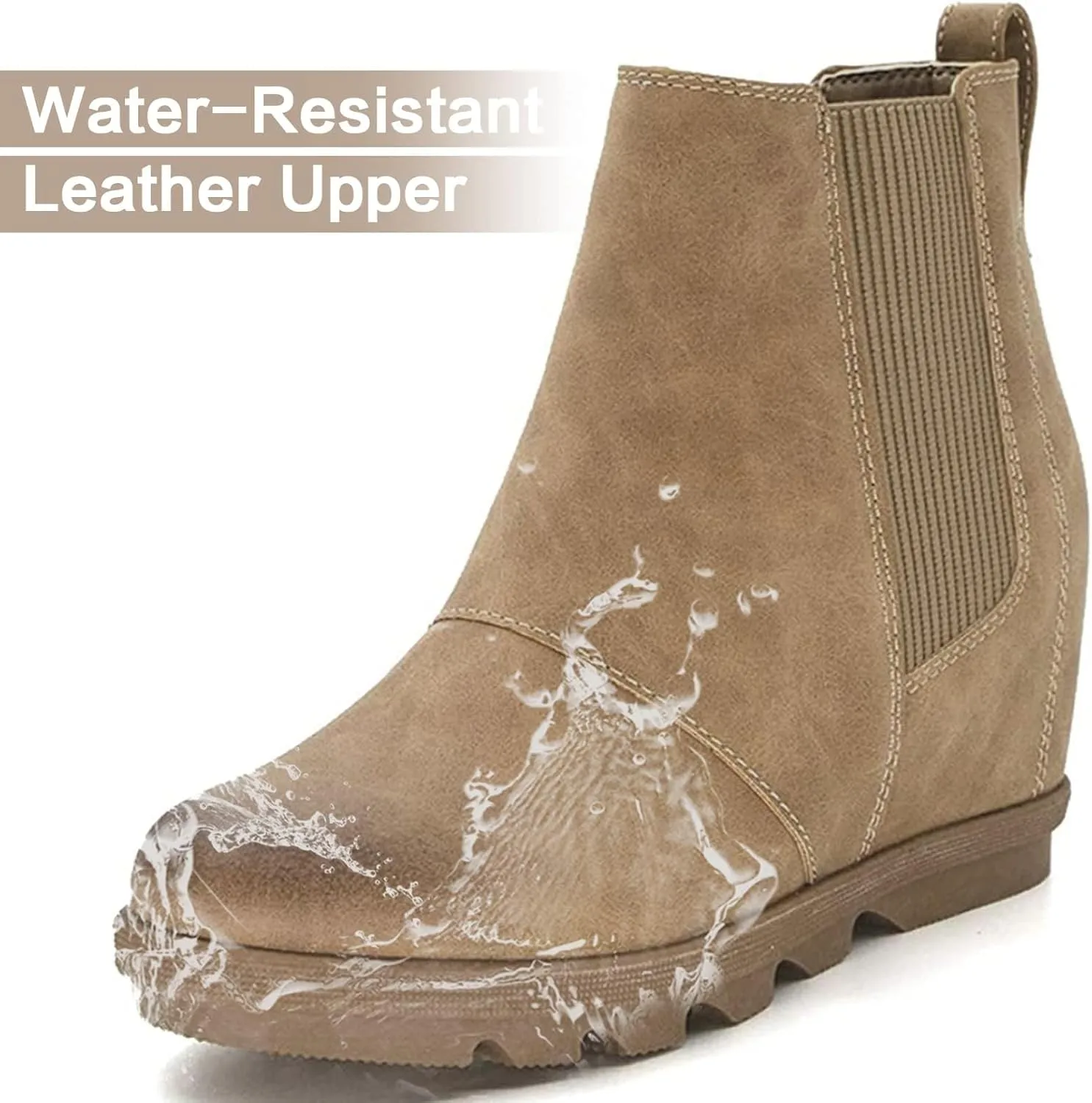 Athlefit Women's Wedge Boots Comfortable Ankle Wedge Booties