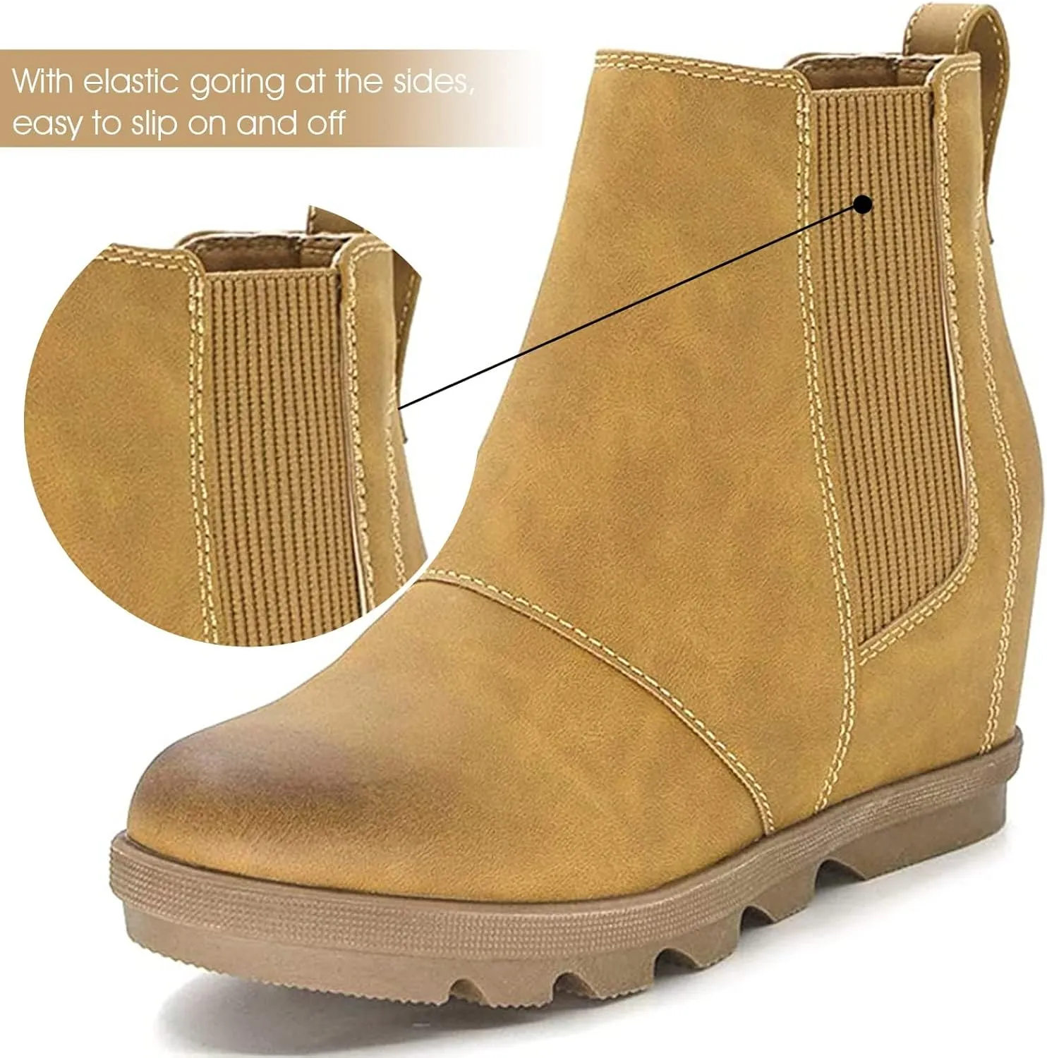 Athlefit Women's Wedge Boots Comfortable Ankle Wedge Booties