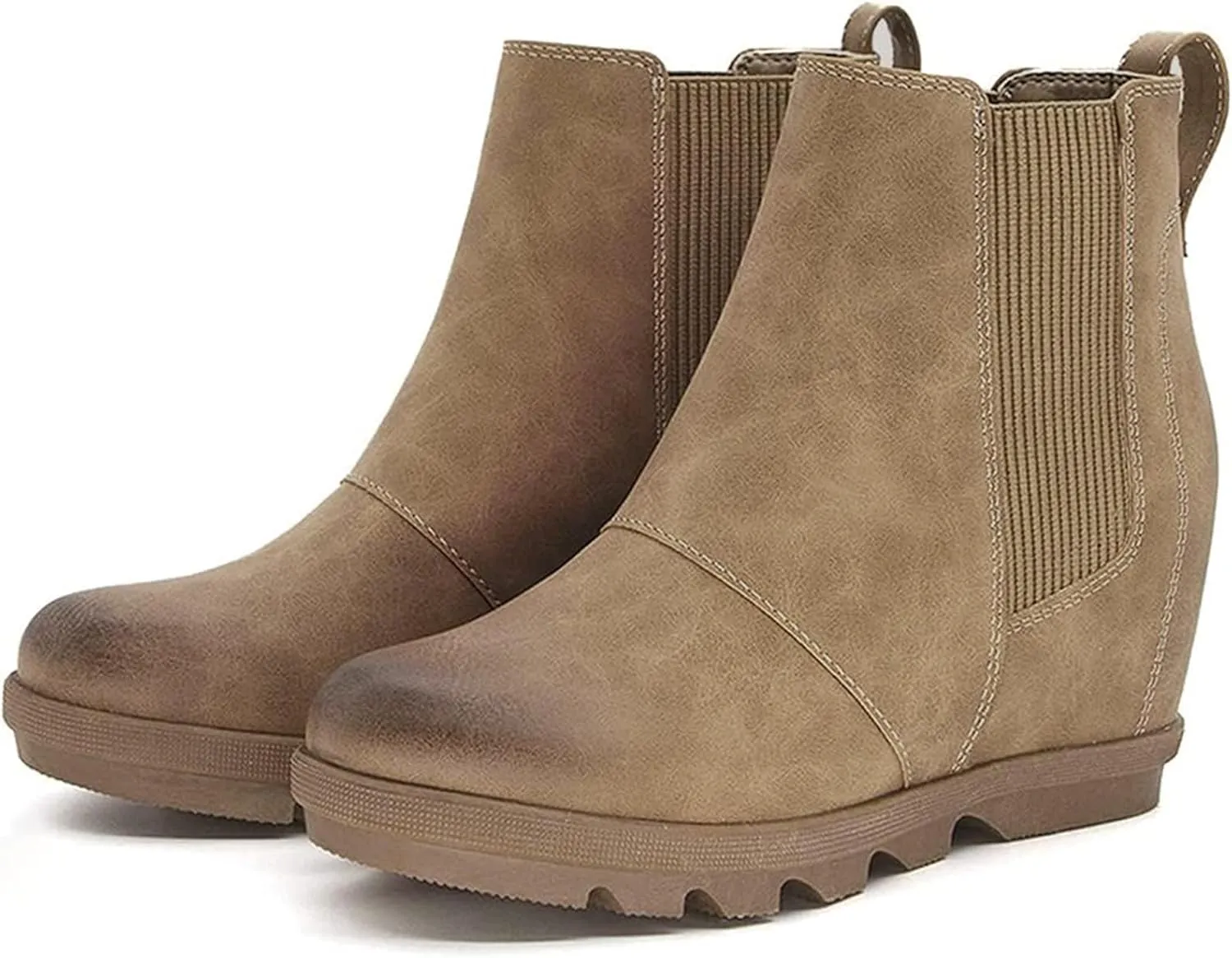 Athlefit Women's Wedge Boots Comfortable Ankle Wedge Booties