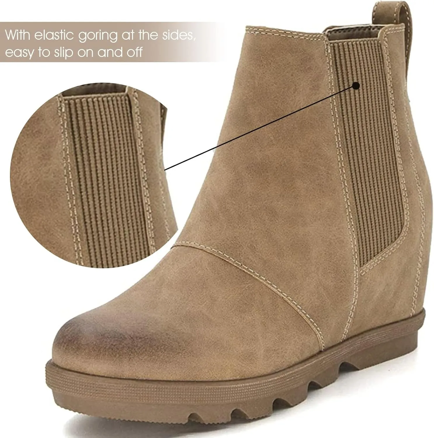 Athlefit Women's Wedge Boots Comfortable Ankle Wedge Booties